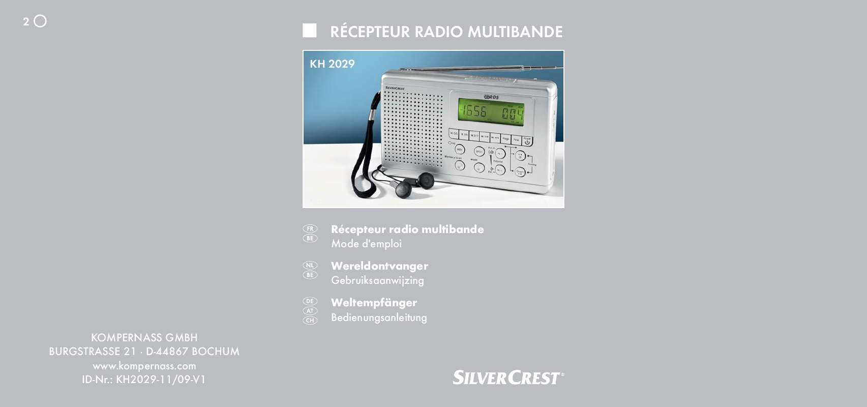 Notice SILVERCREST KH 2029 MULTIBAND RADIO enceinte bluetooth